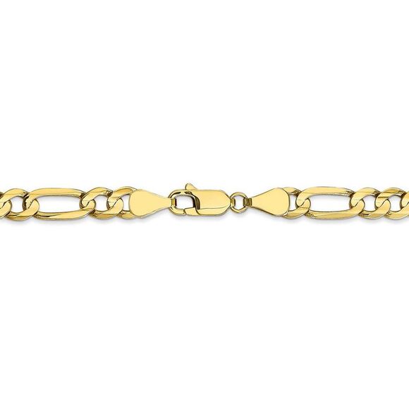 5.5mm, 10k Yellow Gold, Concave Figaro Chain Necklace, 26 Inch - Picture 4 of 8